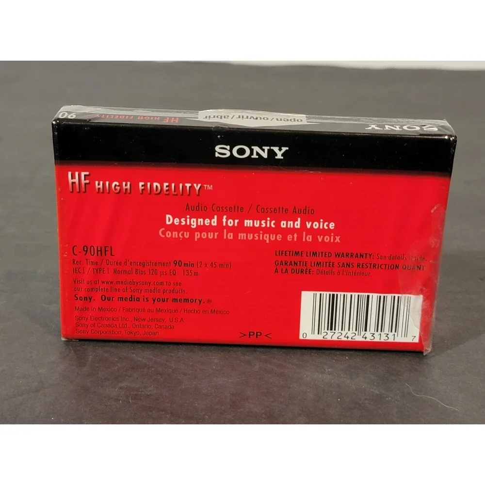 Sony Blank Cassette Tape High Fidelity HF‎ 90 Minute Audio Recording